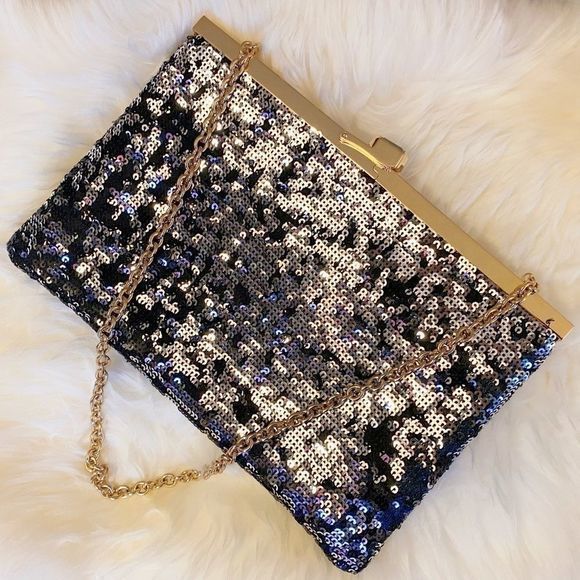 Dolce & Gabbana Silver Sequined Evening Bag